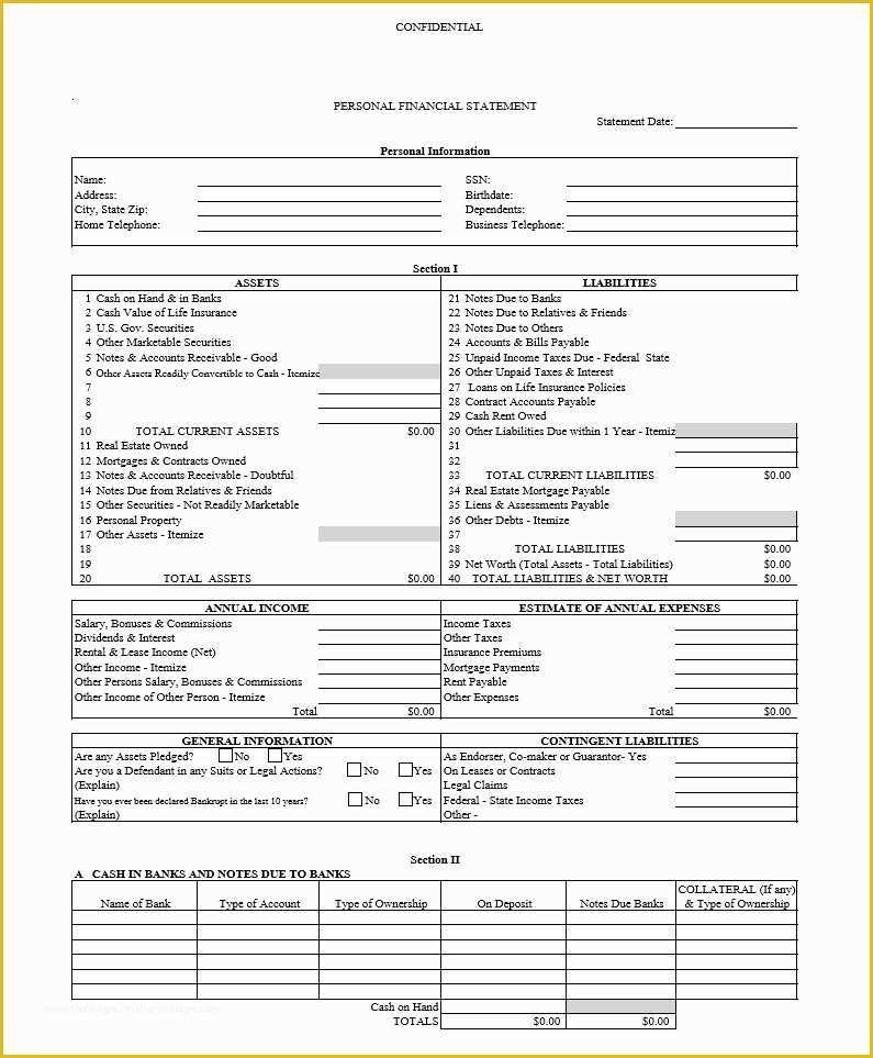 Assets and Liabilities Template Free Download Of 40 Personal Financial Statement Templates & forms