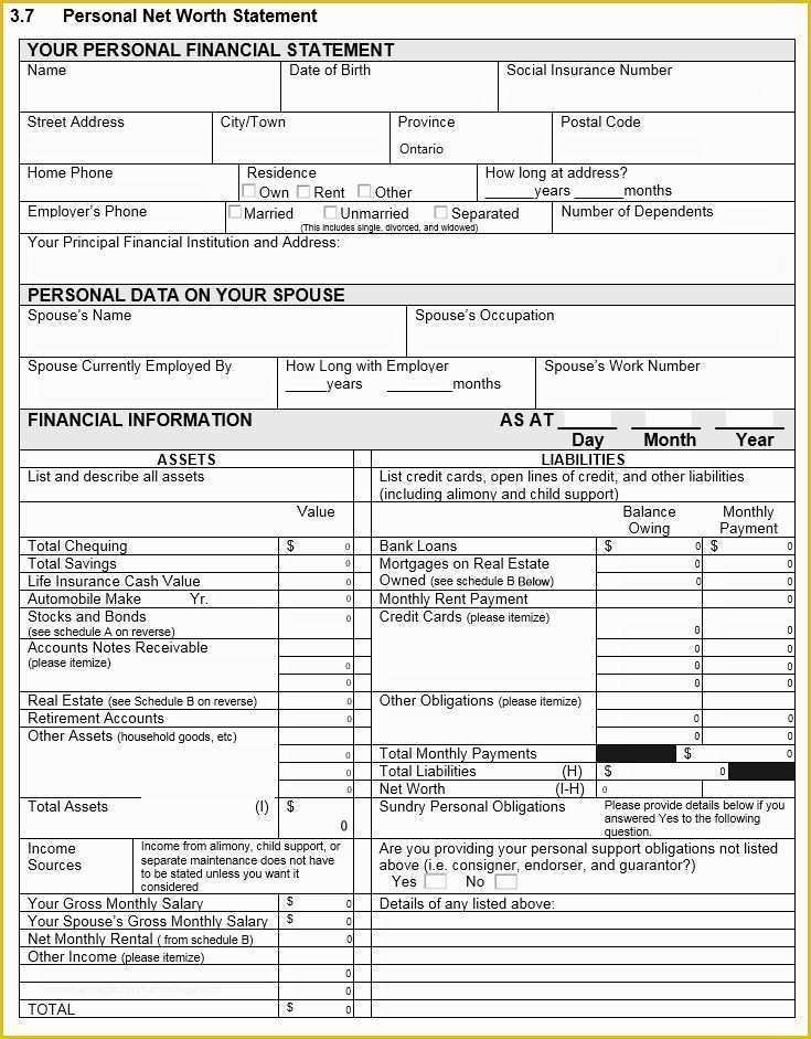 Assets and Liabilities Template Free Download Of 40 Personal Financial Statement Templates & forms