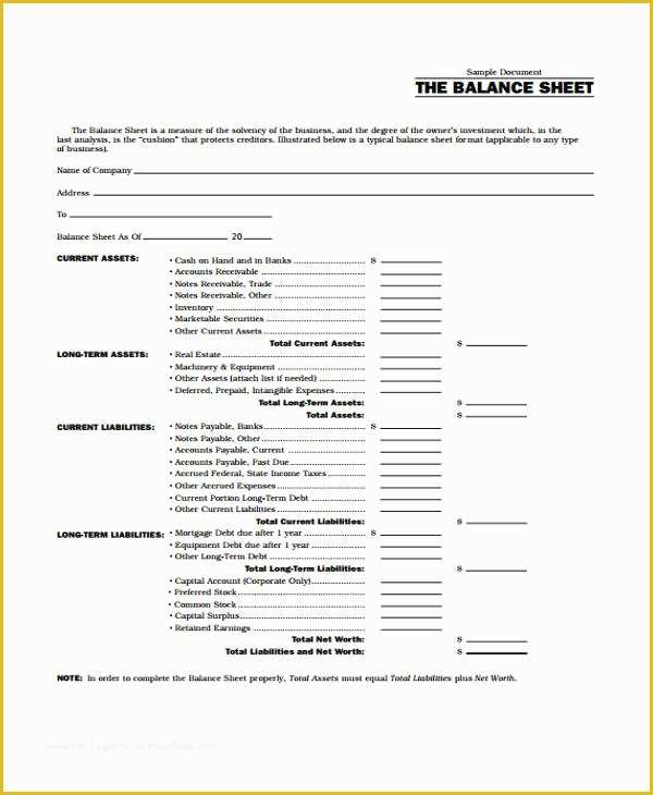 Assets and Liabilities Template Free Download Of 9 Balance Sheet Templates Free Samples Examples format