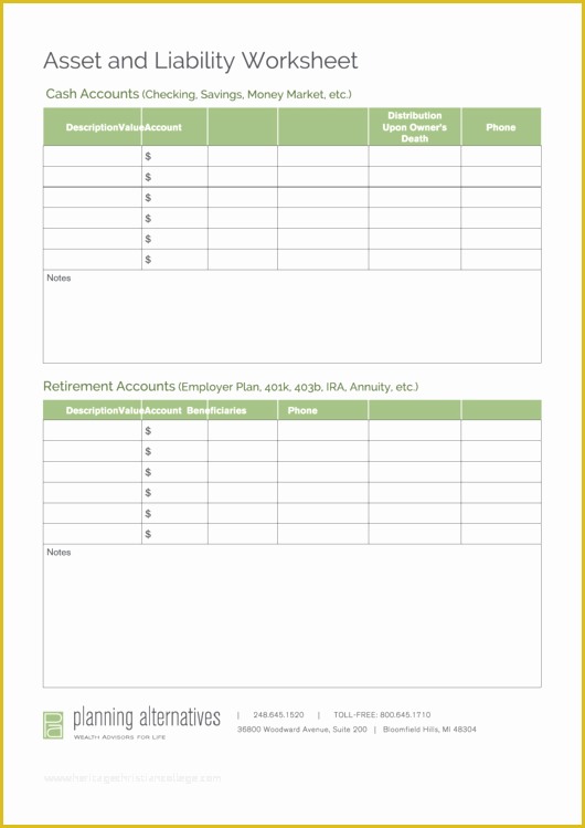 Assets and Liabilities Template Free Download Of asset and Liability Worksheet Template Printable Pdf