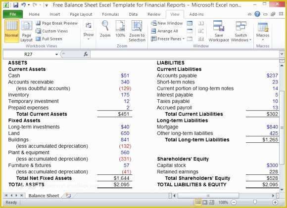 Assets and Liabilities Template Free Download Of Free Balance Sheet Excel Template for Financial Reports