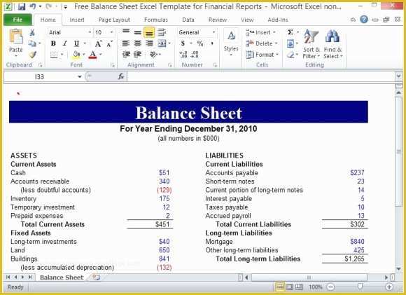 Assets and Liabilities Template Free Download Of Free Balance Sheet Excel Template for Financial Reports