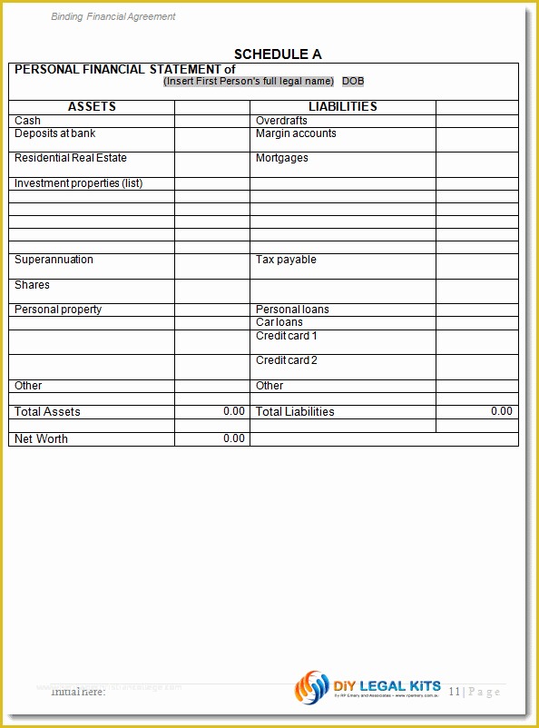 Assets and Liabilities Template Free Download Of Marital Marriage Separation Agreement 90c Agreement