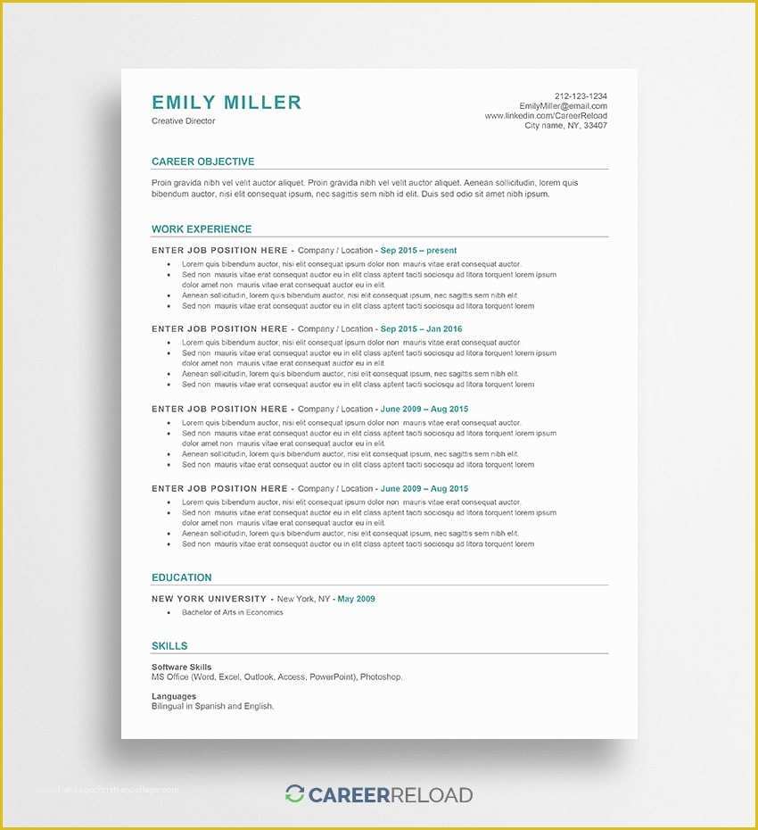 Ats Friendly Resume Template Free Of Free Word Resume Templates Free Microsoft Word Cv Templates