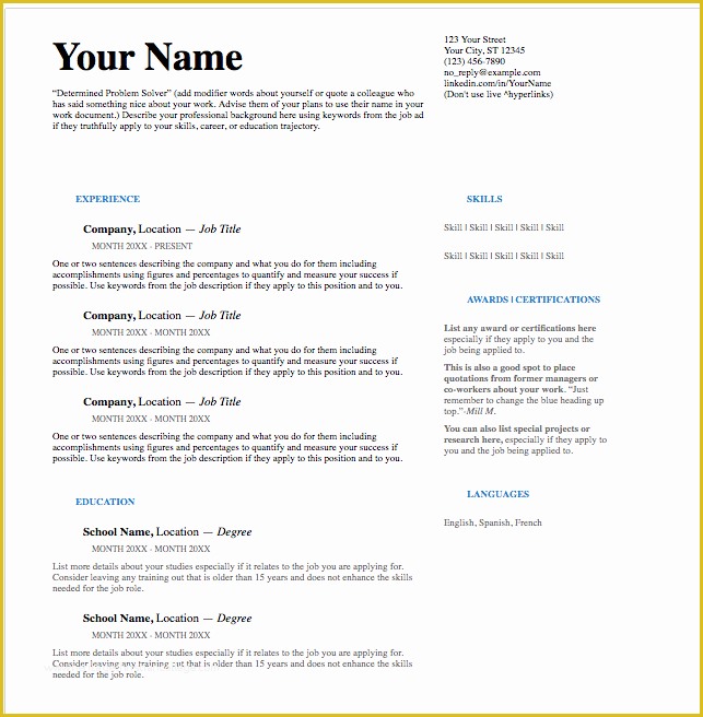 Ats Friendly Resume Template Free Of Resume Templates ats ats Friendly Resume Template Awesome