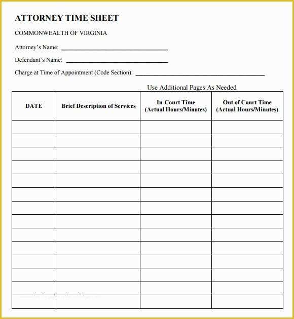 Attorney Timesheet Template Free Of attorney Timesheet Template 5 Free Download for Pdf