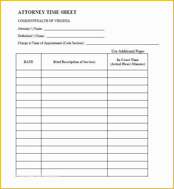 Attorney Timesheet Template Free Of attorney Timesheet Template 9 Free Samples Examples