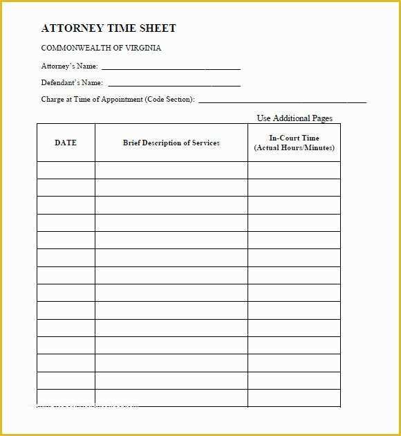 Attorney Timesheet Template Free Of attorney Timesheet Template 9 Free Samples Examples