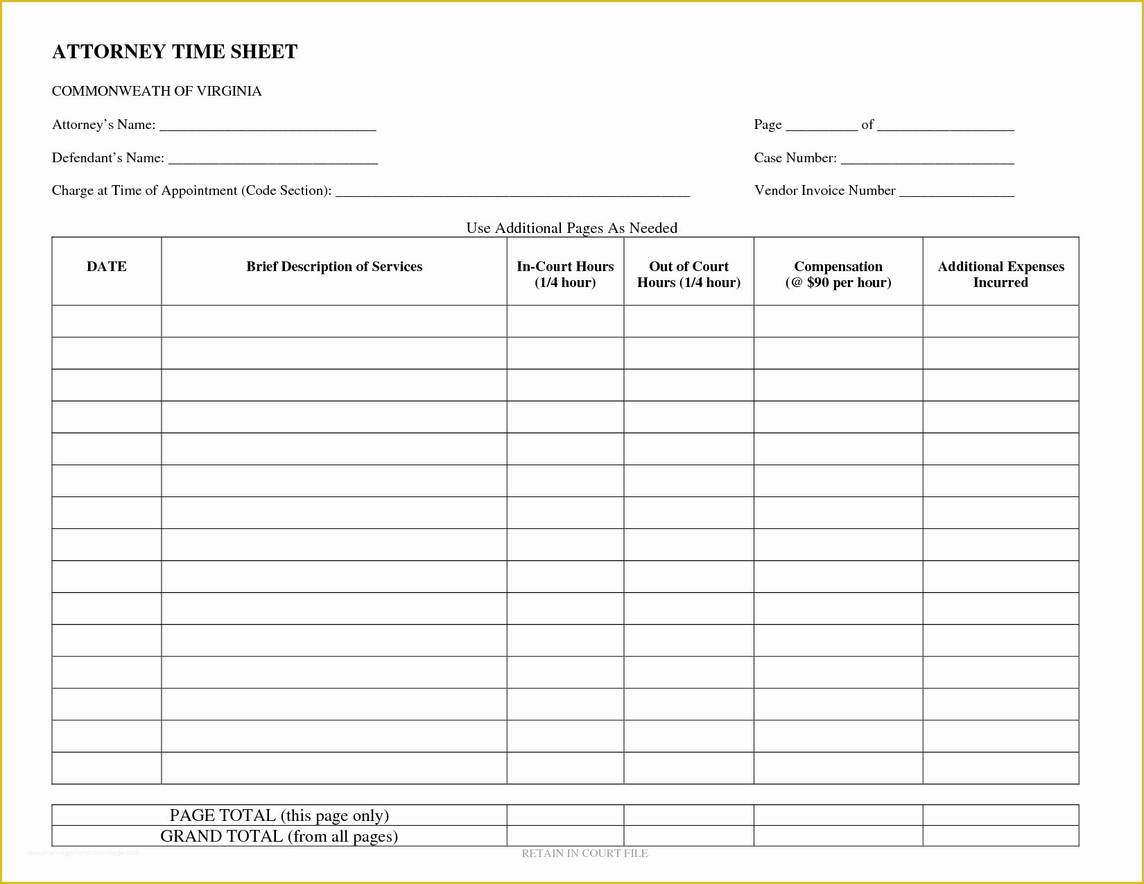 attorney time log template