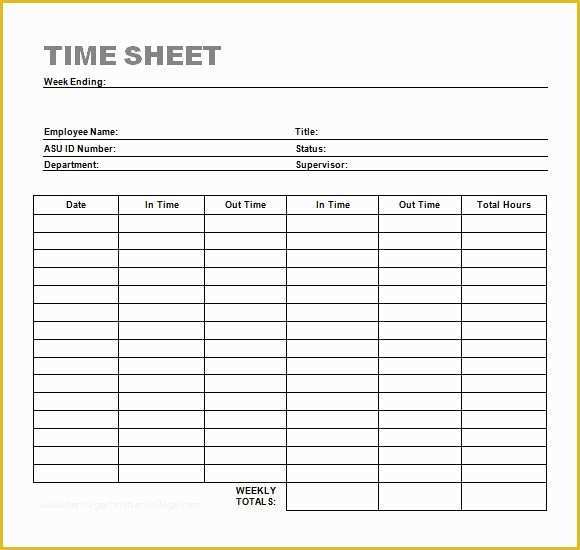 Attorney Timesheet Template Free Of Weekly Timesheet Template Timesheet