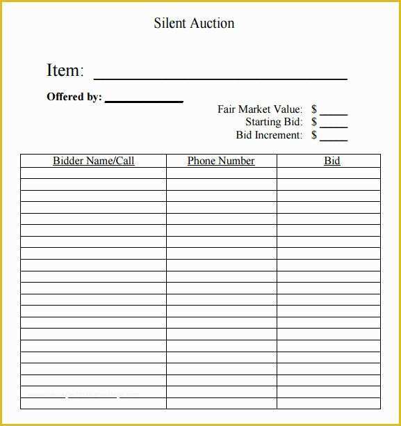 Auction Catalog Template Free Of Auction Bid Sheet Template Free Templates Resume