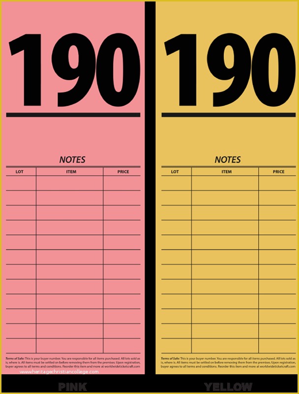 Auction Bid Cards Template