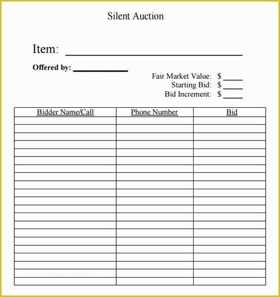 Auction Catalog Template Free Of Silent Auction Bid Sheet Free