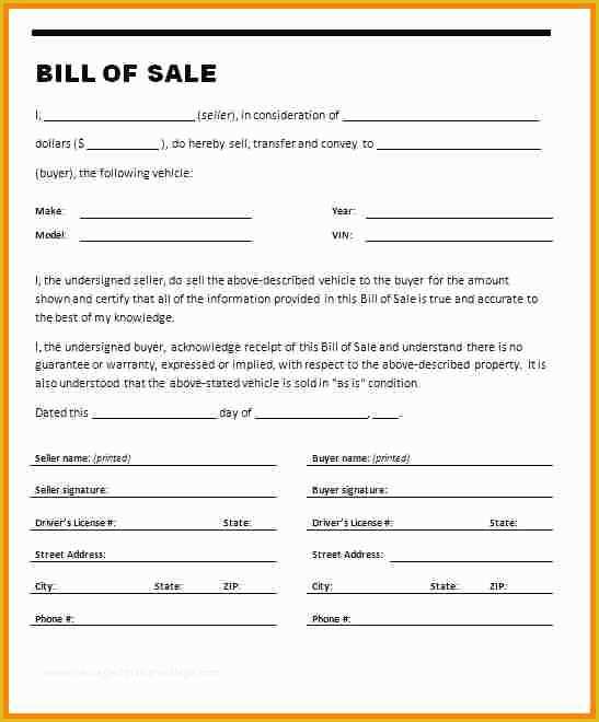 Auto Bill Of Sale Template Free Of 20 Free Vehicle Bill Of Sale Template