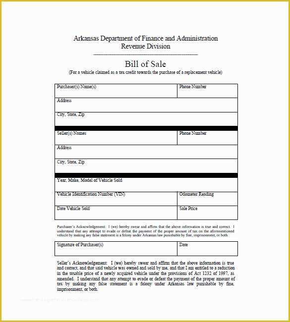 Auto Bill Of Sale Template Free Of Car Bill Of Sale – 10 Free Sample Example format