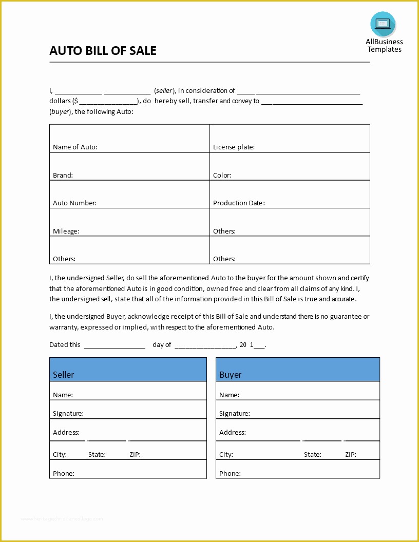 Auto Bill Of Sale Template Free Of Free Sample Bill Of Sale for Automobile