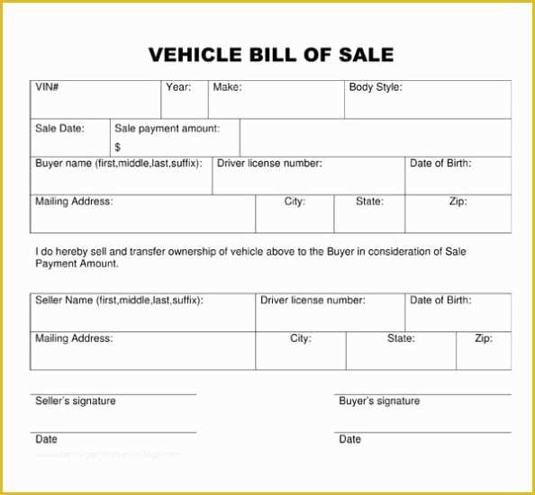 Auto Bill Of Sale Template Free Of Template Of Bill Of Sale for Vehicle Idealstalist