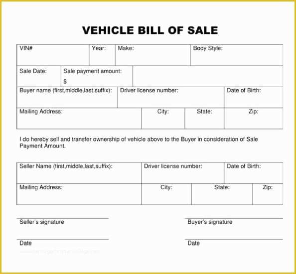 Auto Bill Of Sale Template Free Of Template Of Bill Of Sale for Vehicle Idealstalist