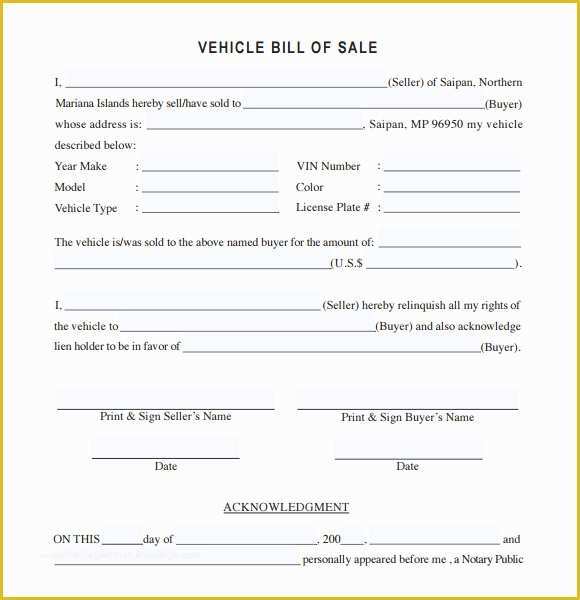 Auto Bill Of Sale Template Free Of Vehicle Bill Of Sale Template 14