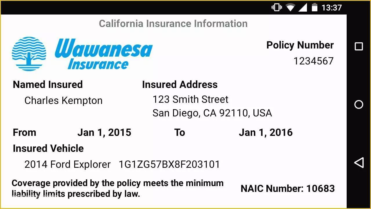 Auto Insurance Card Template Free Download Of Auto Insurance Card