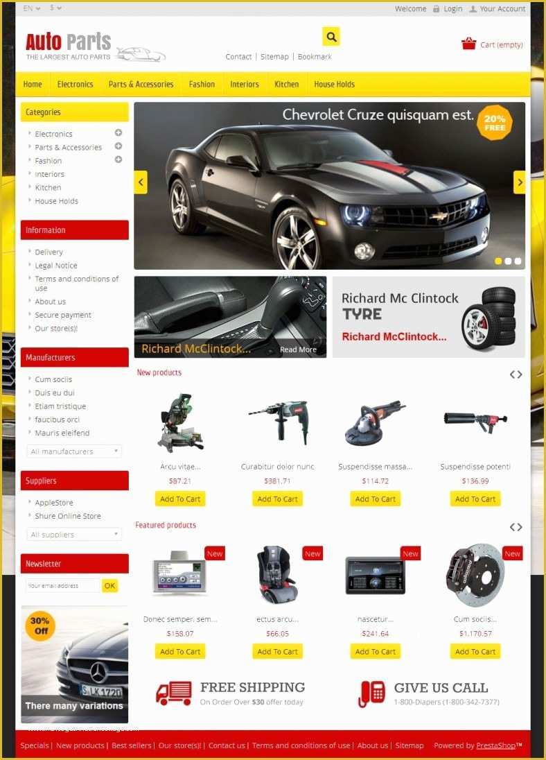Auto Parts Website Template Free Of Auto Parts Prestashop Website Templates & themes