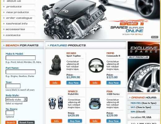 Auto Parts Website Template Free Of Auto Parts Website Template Web Design Templates