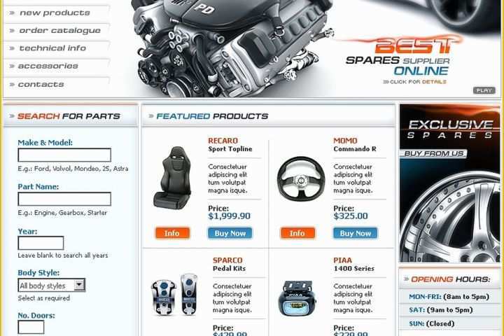 Auto Parts Website Template Free Of Auto Parts Website Template Web Design Templates