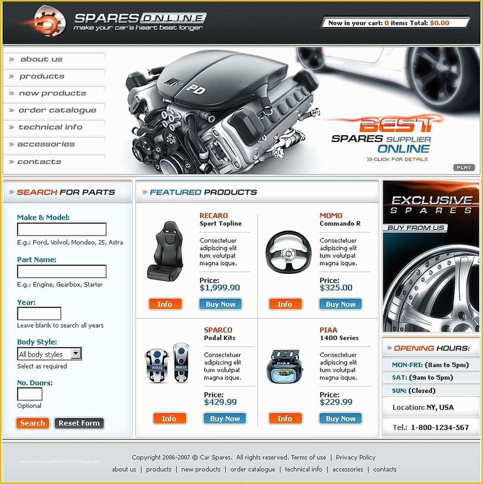 54 Auto Parts Website Template Free