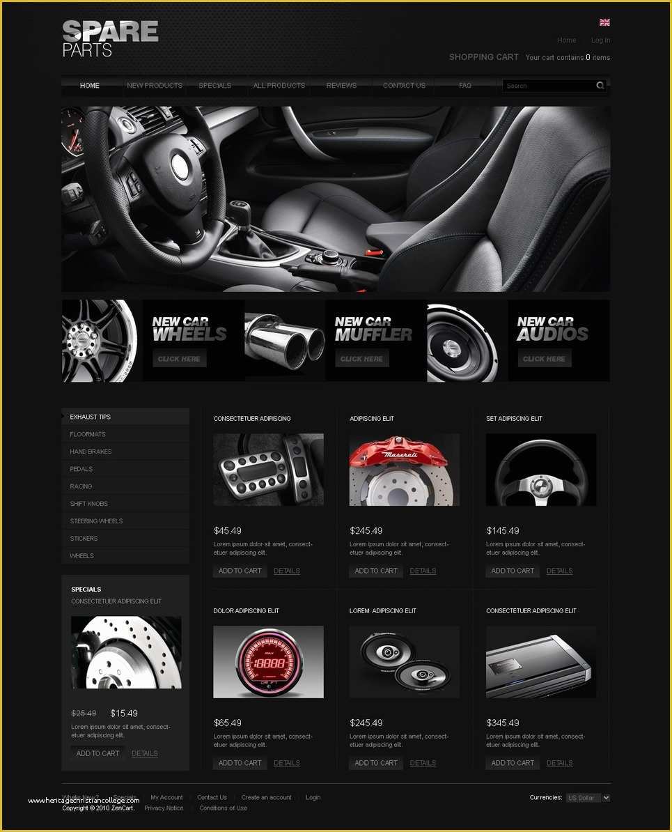 Auto Parts Website Template Free Of Auto Parts Zencart Template