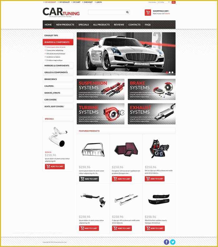 Auto Parts Website Template Free Of Auto Parts Zencart Template