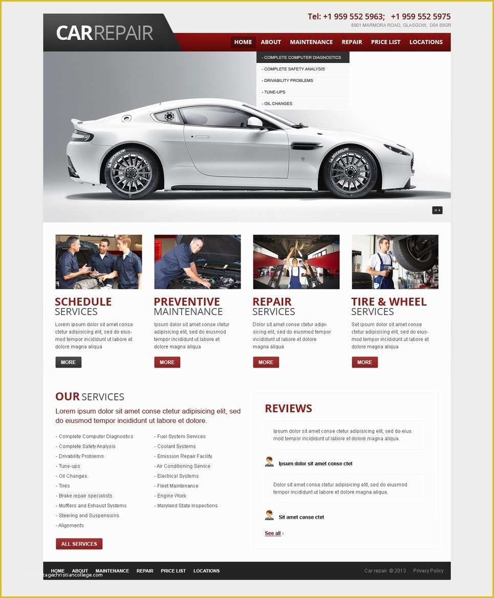 Auto Parts Website Template Free Of Car Repair Website Template