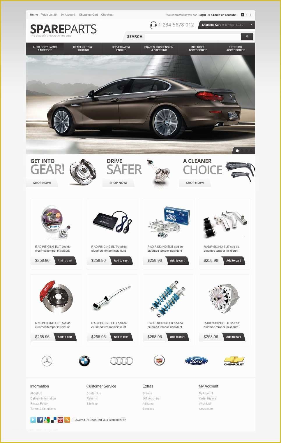 Auto Parts Website Template Free Of Car Spare Parts Opencart Template