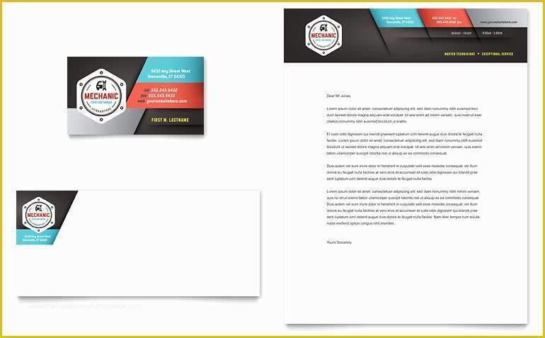 Auto Repair Business Card Templates Free Of Auto Mechanic Business Card & Letterhead Template Word