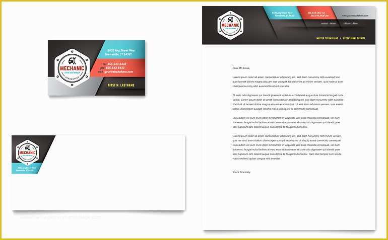 Auto Repair Business Card Templates Free Of Auto Mechanic Business Card &amp; Letterhead Template Word