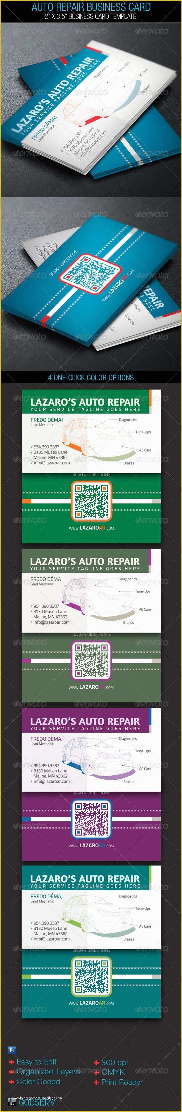Auto Repair Business Card Templates Free Of Auto Repair Service Business Card Template On Behance