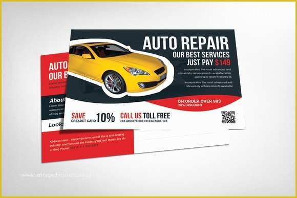 Auto Repair Business Card Templates Free Of Auto Service Postcard Template Card Templates On