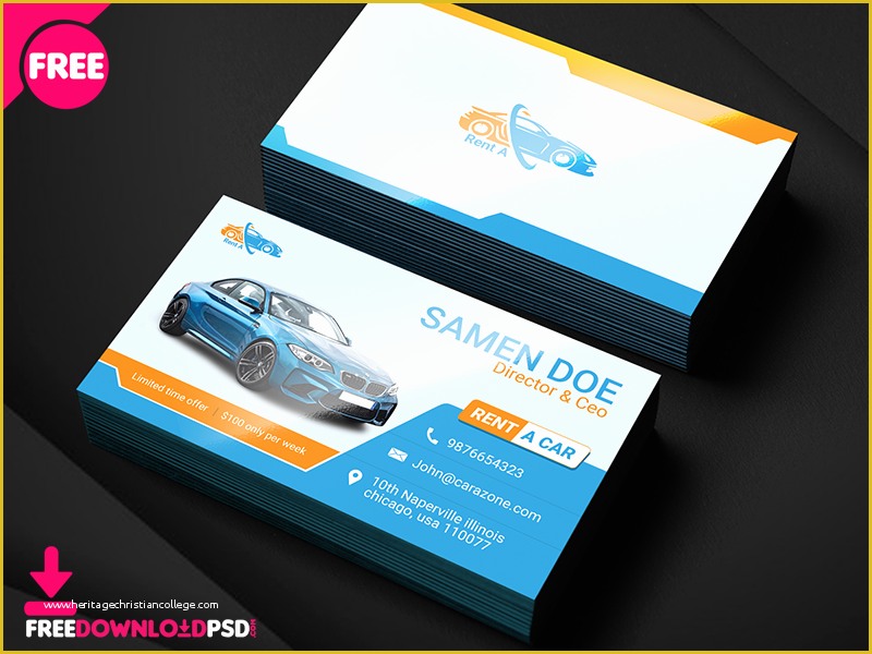 Auto Repair Business Card Templates Free Of Free Rent A Car Business Card Template by Free Download