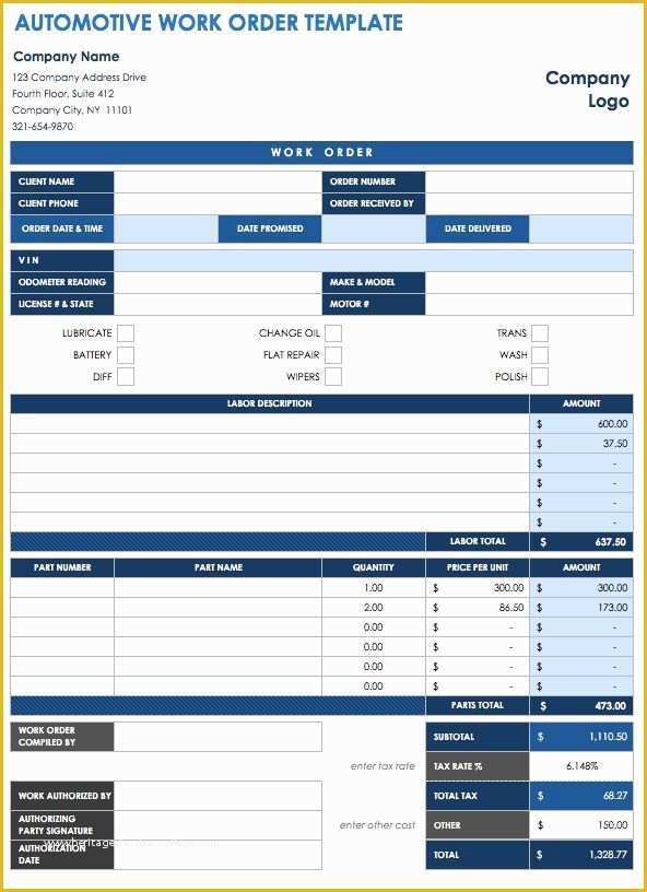 Auto Spare Parts Website Template Free Download Of 40 Work order Template Free Download [word Excel Pdf]