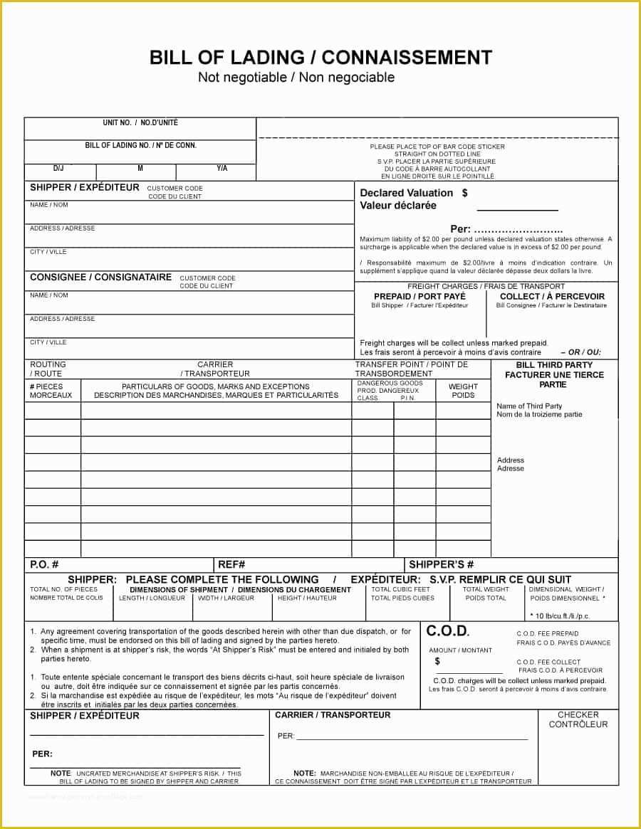 Auto Transport Bill Of Lading Template Free Of 40 Free Bill Of Lading forms &amp; Templates Template Lab