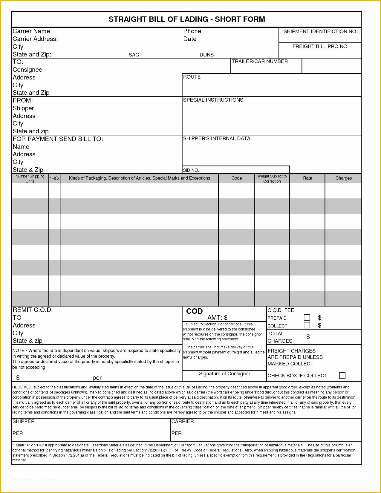 Auto Transport Bill Of Lading Template Free Of 8 Best Of Truck Bill Lading Template Auto Bill