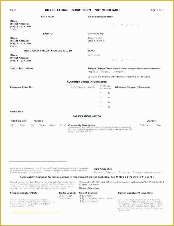 Auto Transport Bill Of Lading Template Free Of Bill Lading Template