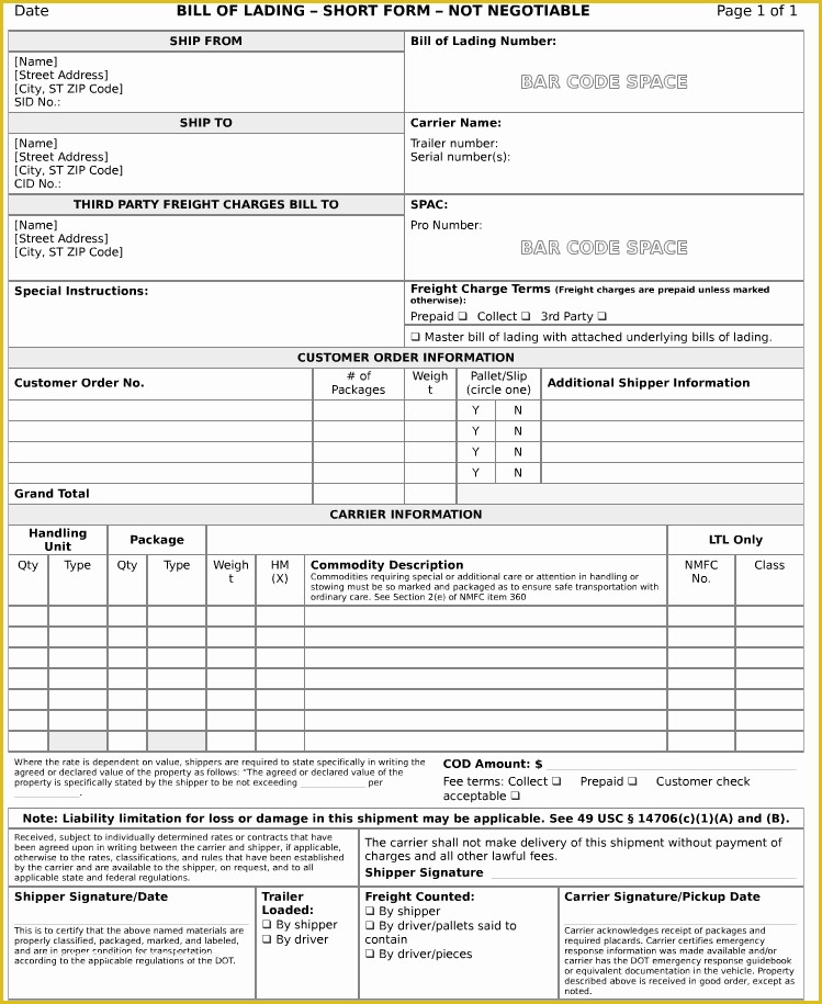 Auto Transport Bill Of Lading Template Free Of Bills Of Lading More Than Shipping