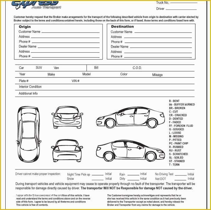 Auto Transport Bill Of Lading Template Free Of Download Free Bill Lading form Auto Transport Download