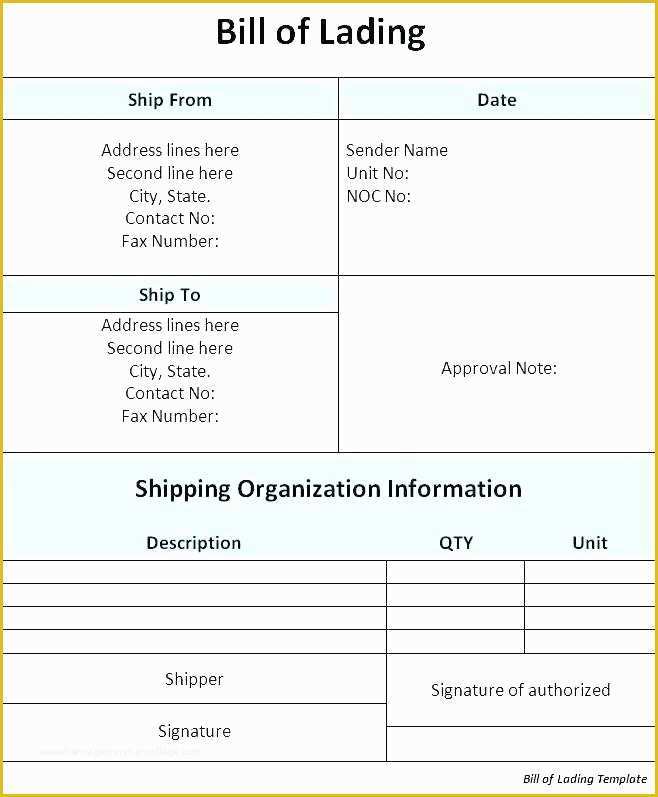 Auto Transport Bill Of Lading Template Free Of Shipping Bill Of Lading Template