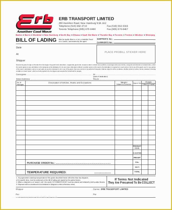 Auto Transport Bill Of Lading Template Free Of Simple Bill Of Lading Template 11 Free Word Pdf