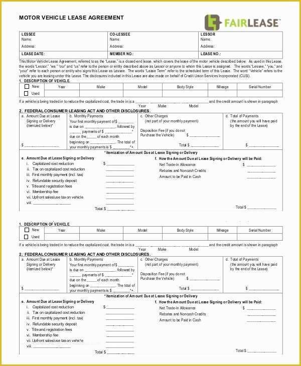 Automobile Lease Agreement Template Free Of 13 Blank Rental Agreement Templates – Free Sample