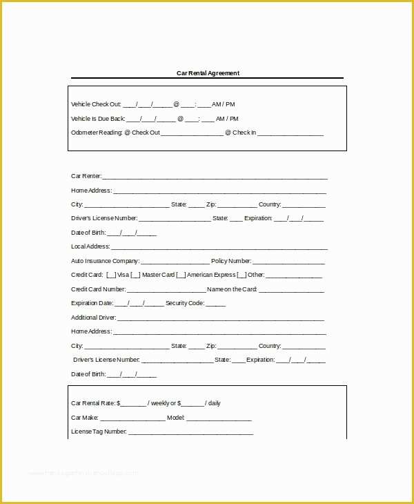 Automobile Lease Agreement Template Free Of 13 Rental Agreement Templates Free Sample Example