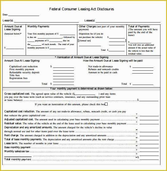 Automobile Lease Agreement Template Free Of 7 Car Lease Agreements