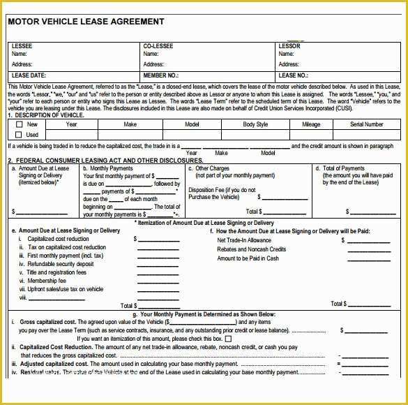 Automobile Lease Agreement Template Free Of 7 Sample Vehicle Lease Agreement Templates – Samples
