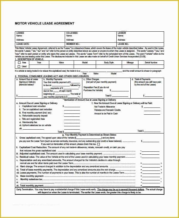 Automobile Lease Agreement Template Free Of 9 Sample Mercial Lease Agreements Word Pdf Pages